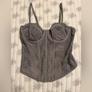 Garage Gray Lace Corset Top, XS